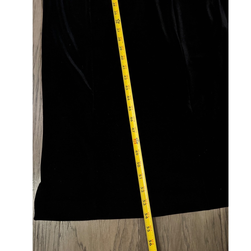 VTG Alex Evenings Black Velvet Satin Trim Spaghetti Strap Formal Gown Dress 12 - Picture 5 of 11